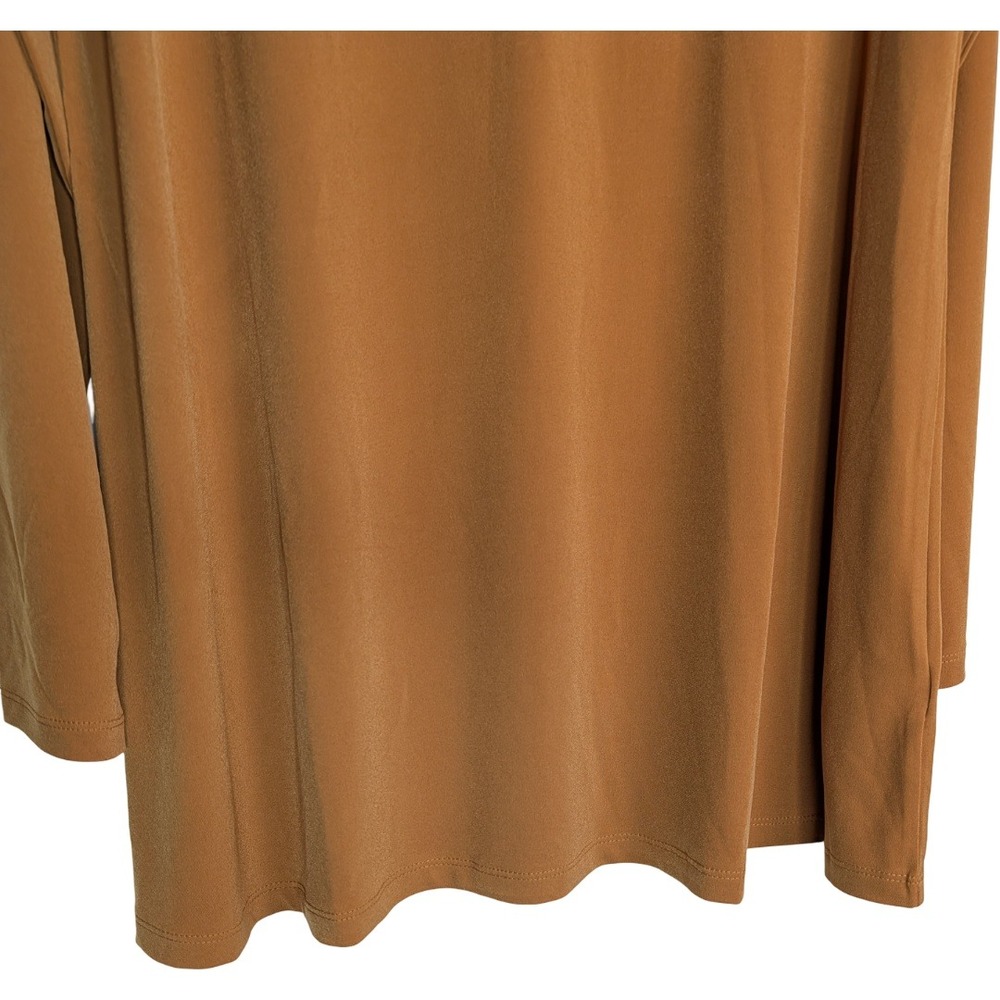 Susan Graver Liquid Knit Tunic Women Large Rich Gold VNeck Modern Essentials Top - Picture 3 of 11